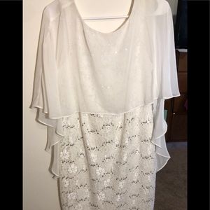 White floral lace sequined dress size 12!
